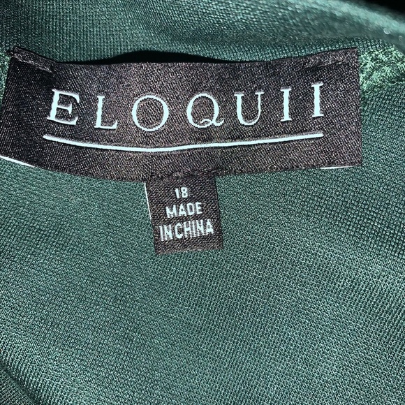 ELOQUII NWT size 18 XXL knee length dress plus size green puff sleeves holiday - Picture 3 of 9